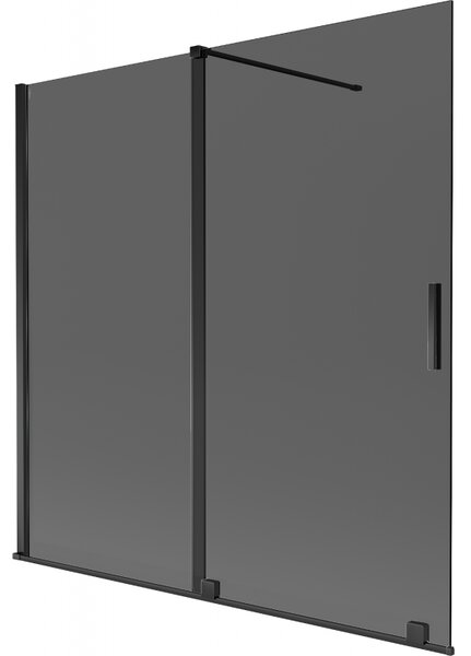 Mexen Velar, paravan de baie glisant cu 2 aripi 160 x 150 cm, sticlă gri 8 mm, negru mat, 896-160-000-41-70