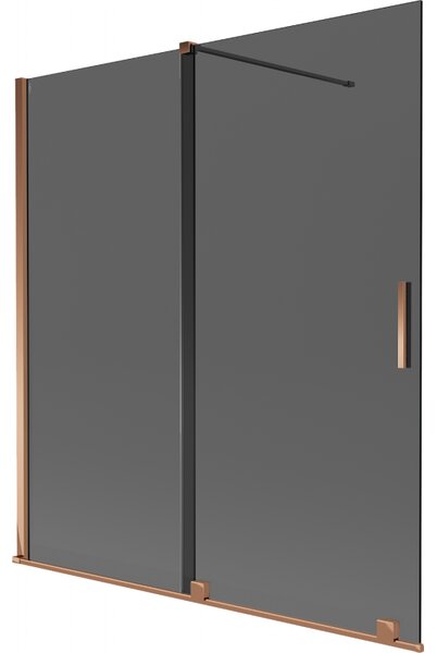 Mexen Velar, paravan de baie glisant cu 2 aripi 150 x 150 cm, sticlă gri 8 mm, aur roz, 896-150-000-41-60