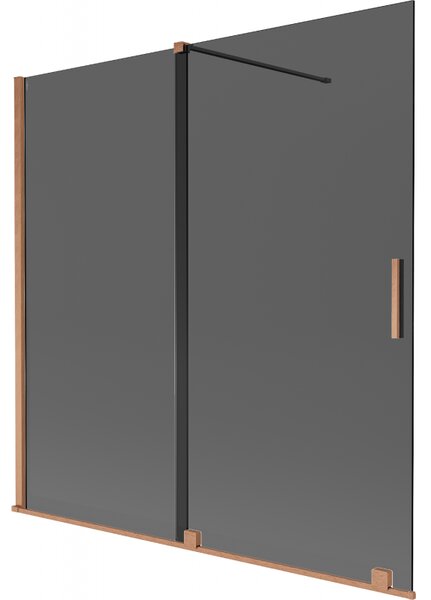 Mexen Velar, paravan de baie glisant cu 2 aripi 160 x 150 cm, sticlă gri 8 mm, cupru mat, 896-160-000-41-65
