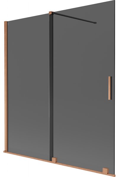 Mexen Velar, paravan de baie glisant cu 2 aripi 150 x 150 cm, sticlă gri 8 mm, cupru mat, 896-150-000-41-65