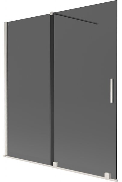 Mexen Velar, paravan de baie glisant cu 2 aripi 150 x 150 cm, sticlă gri 8 mm, oțel periat, 896-150-000-41-97