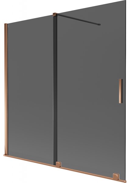 Mexen Velar, paravan de baie glisant cu 2 aripi 160 x 150 cm, sticlă gri 8 mm, aur roz, 896-160-000-41-60