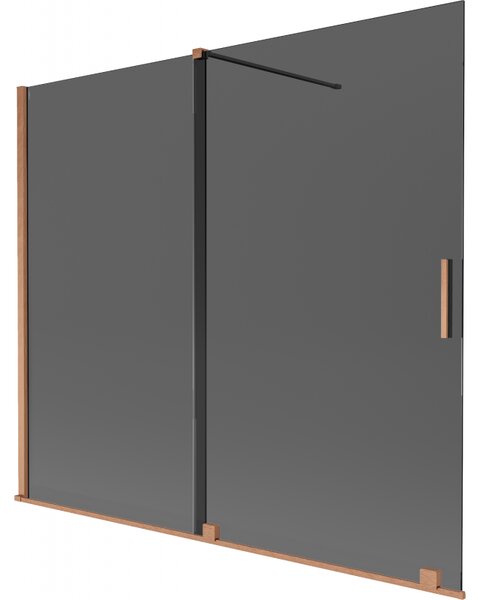 Mexen Velar, paravan de baie glisant cu 2 aripi 180 x 150 cm, sticlă gri 8 mm, cupru mat, 896-180-000-41-65
