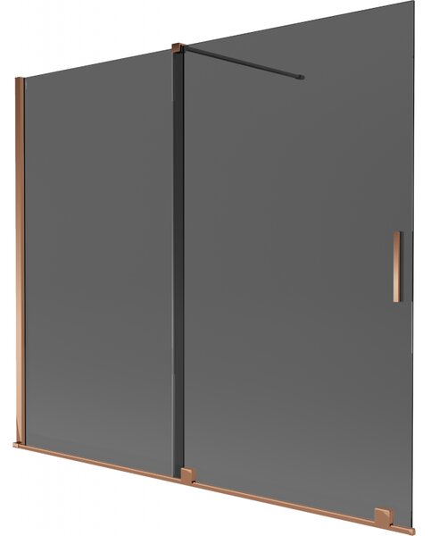 Mexen Velar, paravan de baie glisant cu 2 aripi 180 x 150 cm, sticlă gri 8 mm, aur roz, 896-180-000-41-60