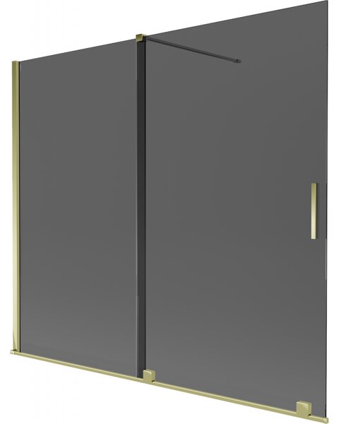 Mexen Velar, paravan de baie glisant cu 2 aripi 180 x 150 cm, sticla gri 8 mm, auriu lucios, 896-180-000-41-50
