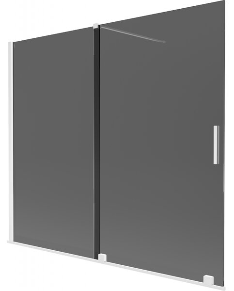 Mexen Velar, paravan de baie glisant cu 2 aripi 180 x 150 cm, sticlă gri 8 mm, alb mat, 896-180-000-41-20