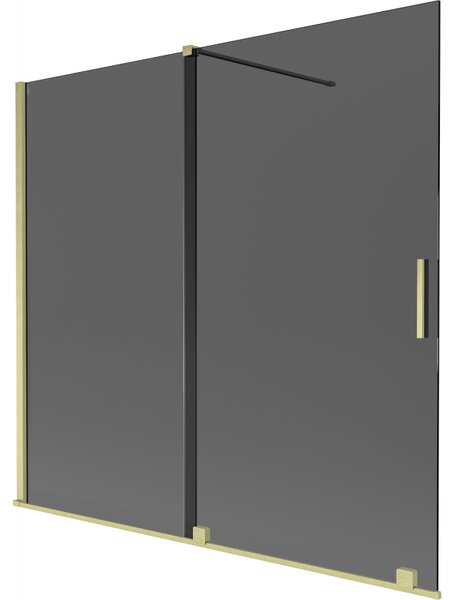 Mexen Velar, paravan de baie glisant cu 2 aripi 170 x 150 cm, sticlă gri 8 mm, auriu mat, 896-170-000-41-55
