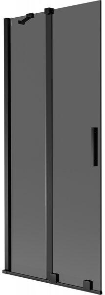 Mexen Velar, paravan de baie glisant cu 2 aripi 80 x 150 cm, sticlă gri 8 mm, negru mat, 896-080-000-41-70