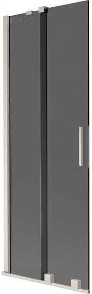 Mexen Velar, paravan de baie glisant cu 2 aripi 70 x 150 cm, sticlă gri 8 mm, oțel periat, 896-070-000-41-97