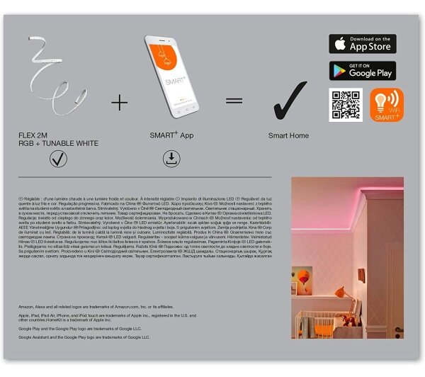 Ledvance - Bandă LED RGB+TW SMART+ FLEX 2m, 8,5W, 230V, Wi-Fi, dimabilă