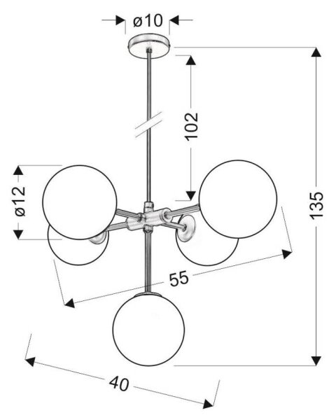 Candelabru pe un șir MATI 5xG9 /28W/230V
