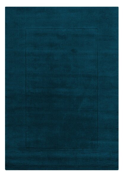 Covor albastru închis țesut manual din lână 160x230 cm Textured Wool Border – Flair Rugs