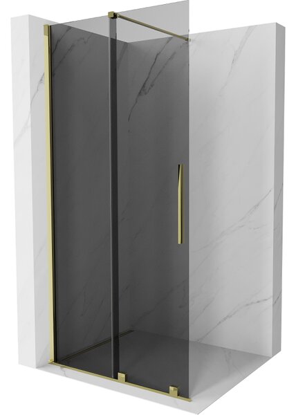 Mexen Velar, paravan de dus cu usa culisanta Walk-in 100 x 200 cm, sticla gri 8mm, auriu lucios, 871-100-000-43-50