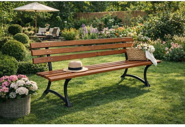 Bancă de grădină în culoare naturală din lemn masiv – Rojaplast