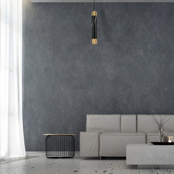 Lustră pe cablu MARBLE 1xGU10/8W/230V negru/auriu