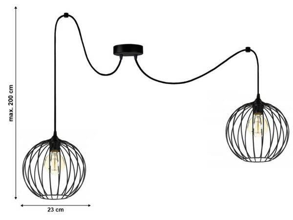 Lustră pe cablu MATT 2xE27/60W/230V