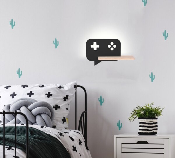 Aplică LED cu raft pentru copii CONSOLE LED/5W/230V negru