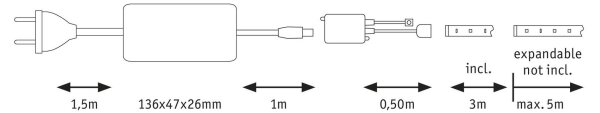 Paulmann 70624 - Bandă LED MAXLED 3m 20W reglabilă 230V cu DO