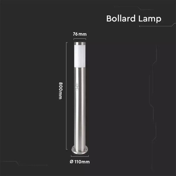 Lampă de exterior cu senzor 1xE27/60W/230V IP44 80cm crom mat