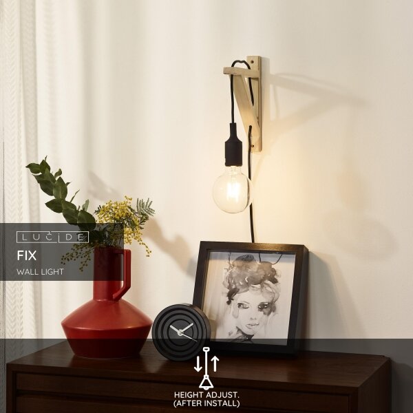 Aplică FIX WALL 1xE27/60W/230V neagră Lucide 08208/01/30