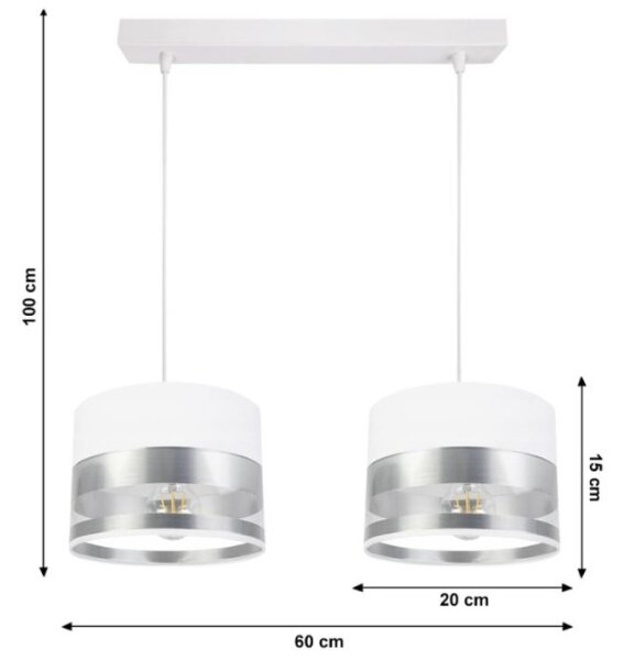 Lustră pe cablu MILO 2xE27/60W/230V argintie