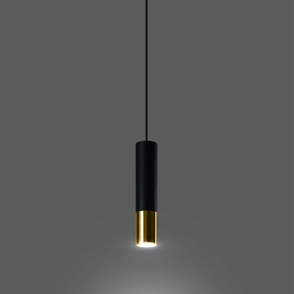 Lustră pe cablu LOOPEZ 1xGU10/40W/230V neagră/aurie Sollux SL.0952