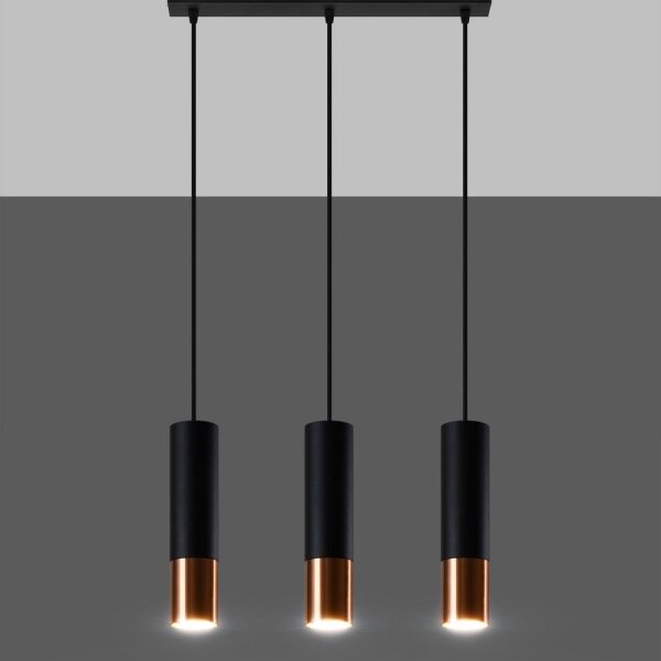 Lustră pe cablu LOOPEZ 3xGU10/40W/230V neagră/cupru Sollux SL.0948