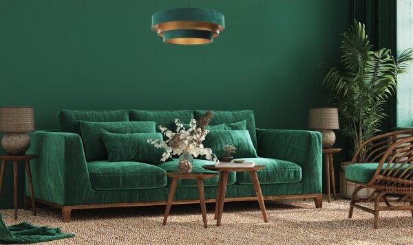 Lustr TRINITI 1xE27/60W/230V verde/auriu pe cablu