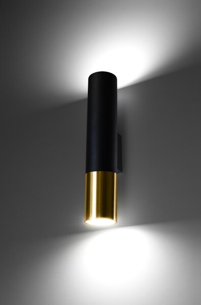 Aplică LOOPEZ 2xGU10/40W/230V neagră/aurie Sollux SL.0950