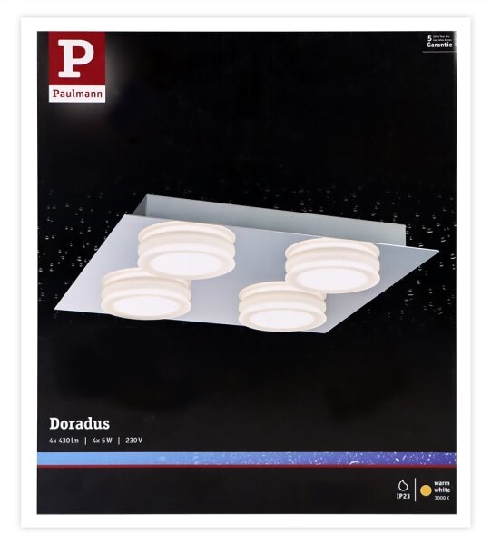 Plafonieră pentru baie 4xLED/5W IP23 DORADUS 230V Paulmann 70875