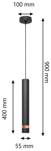 Lustră LED pe cablu TUBA 1xGU10/4,8W/230V neagră/cupru