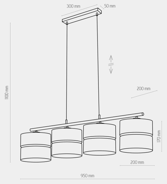 Lustră pe cablu HILTON 4xE27/15W/230V alamă/neagră