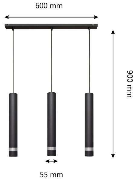 Lustră LED pe cablu TUBA 3xGU10/4,8W/230V neagră/crom