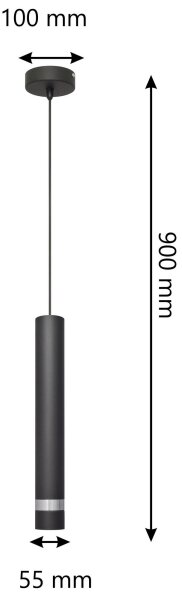 Lustră LED pe cablu TUBA 1xGU10/4,8W/230V neagră/crom