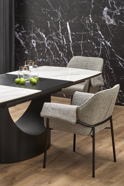 Masă de sufragerie extensibilă 160-220 cm Onia (marmură alb + negru) (pentru 6 8 persoane). 1049565