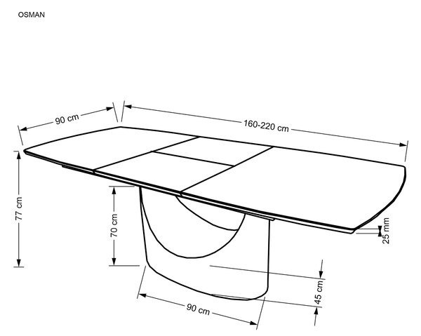 Masă de sufragerie extensibilă 160-220 cm Onia (marmură alb + negru) (pentru 6 8 persoane). 1049565