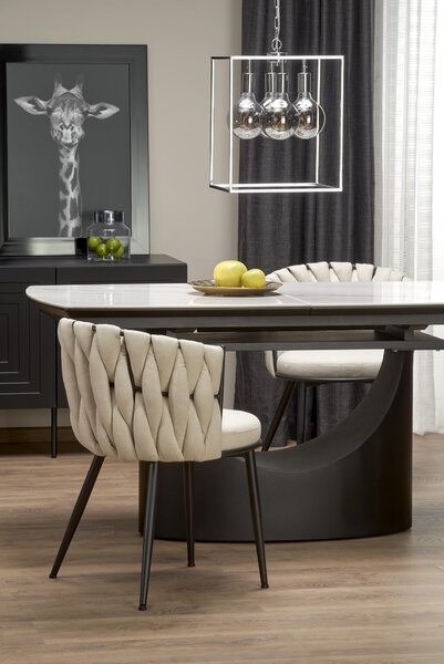 Masă de sufragerie extensibilă 160-220 cm Onia (marmură alb + negru) (pentru 6 8 persoane). 1049565