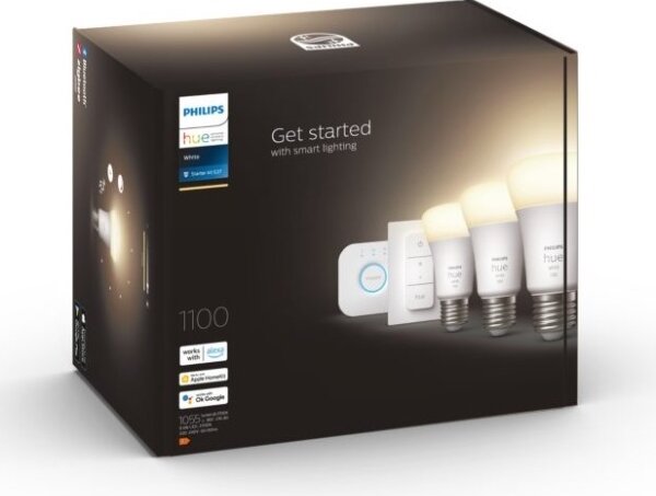 Set de bază Philips Hue WHITE 3xE27/9,5W 2700K + Hue Bridge și Dimmer Switch