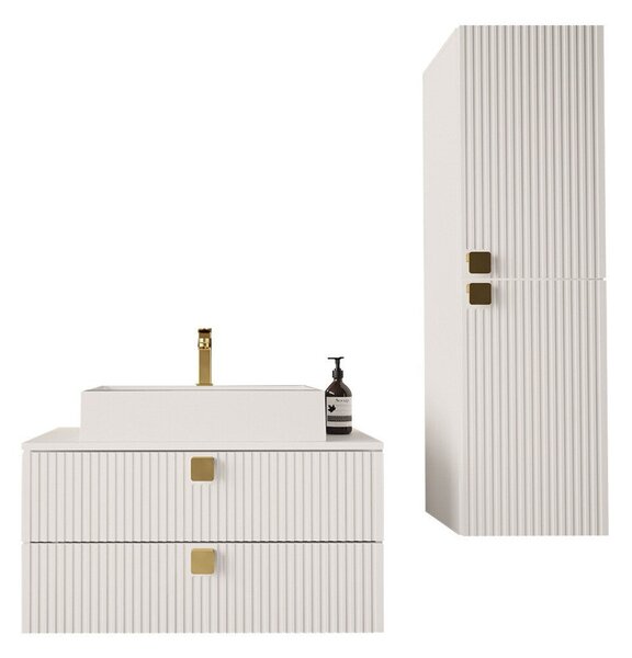 Set baie Panium, Alb, MDF, PAL laminat