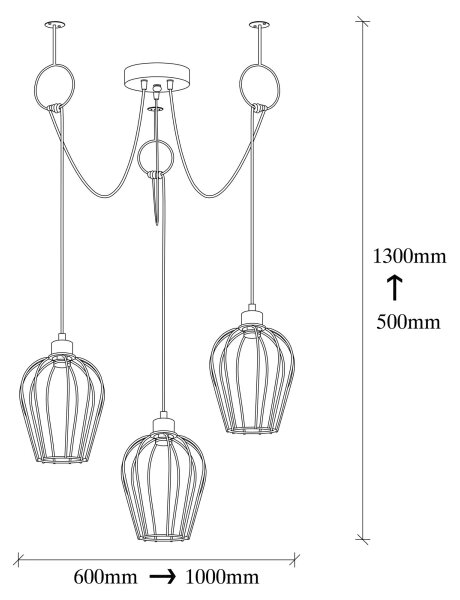 Lustră pe cablu TEL 3xE27/40W/230V