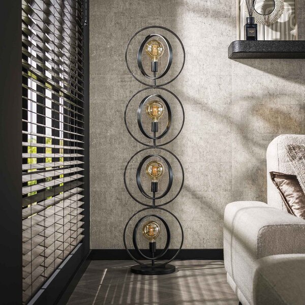 Zijlstra Ringelbach lampadar, 4 becuri, antracit, metal, E27, Negru, Camera de zi / sufragerie, Metal, Modern