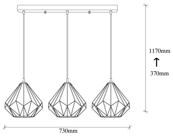 Lustră pe cablu DIAMOND 3xE27/100W/230V