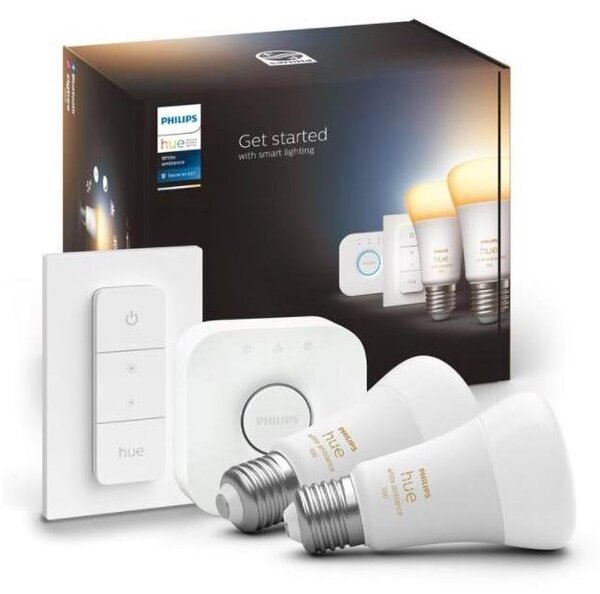 Kit de pornire Philips Hue WHITE AMBIANCE 2xE27/8W/230V + Bridge și comutator dimmer