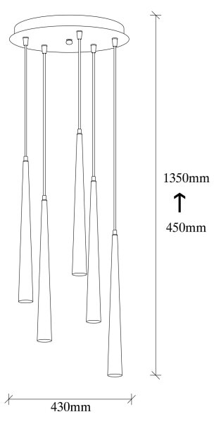Lustră LED pe cablu UGUR 5xLED/3W/230V
