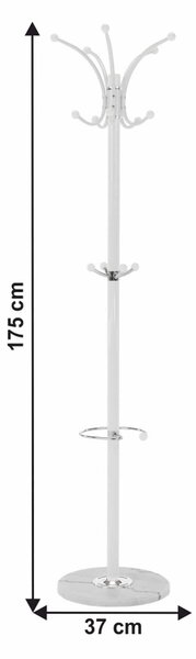 Cuier pom ALAN NEW, alb, metal/marmura, 37x175 cm
