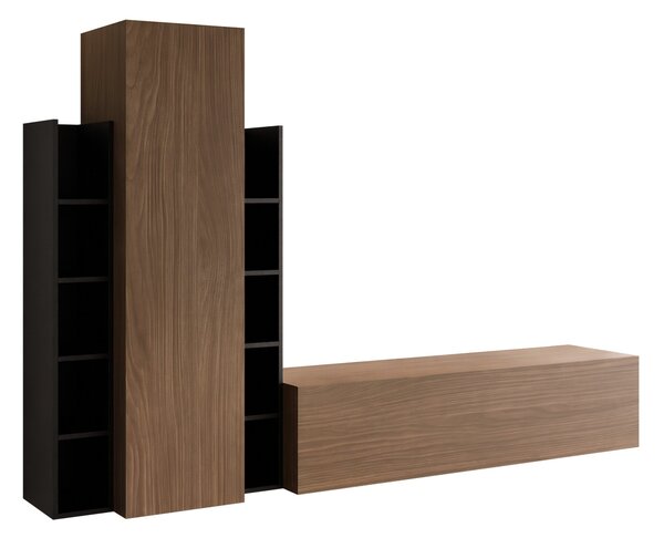Set de living Vites, Negru, Nuc închis, PAL laminat, 79 kg