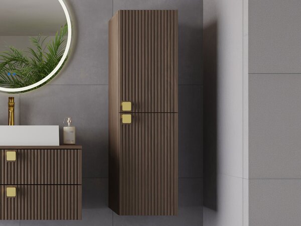 Cabinet de baie suspendat Gratal, Nuc închis, PAL laminat, MDF, 120x35x35cm, 23 kg