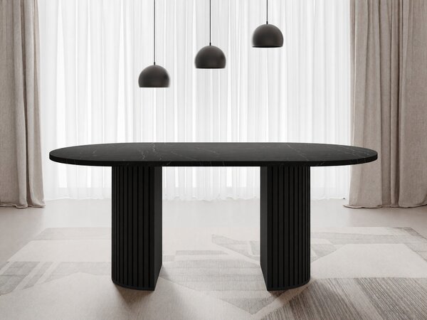 Masă Comfivo Ulma, Negru, Marmură neagră, 75x90x185cm, 51 kg