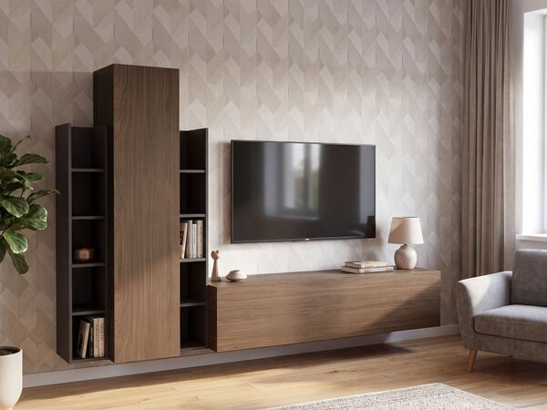 Set de living Vites, Negru, Nuc închis, PAL laminat, 79 kg