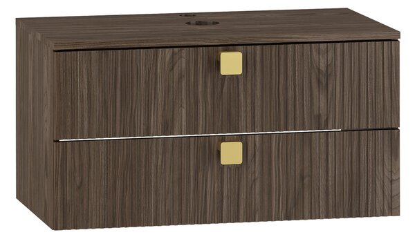 Cabinet atârnat pentru baie Gratal, Nuc închis, PAL laminat, MDF, 42x80x46cm, 24 kg